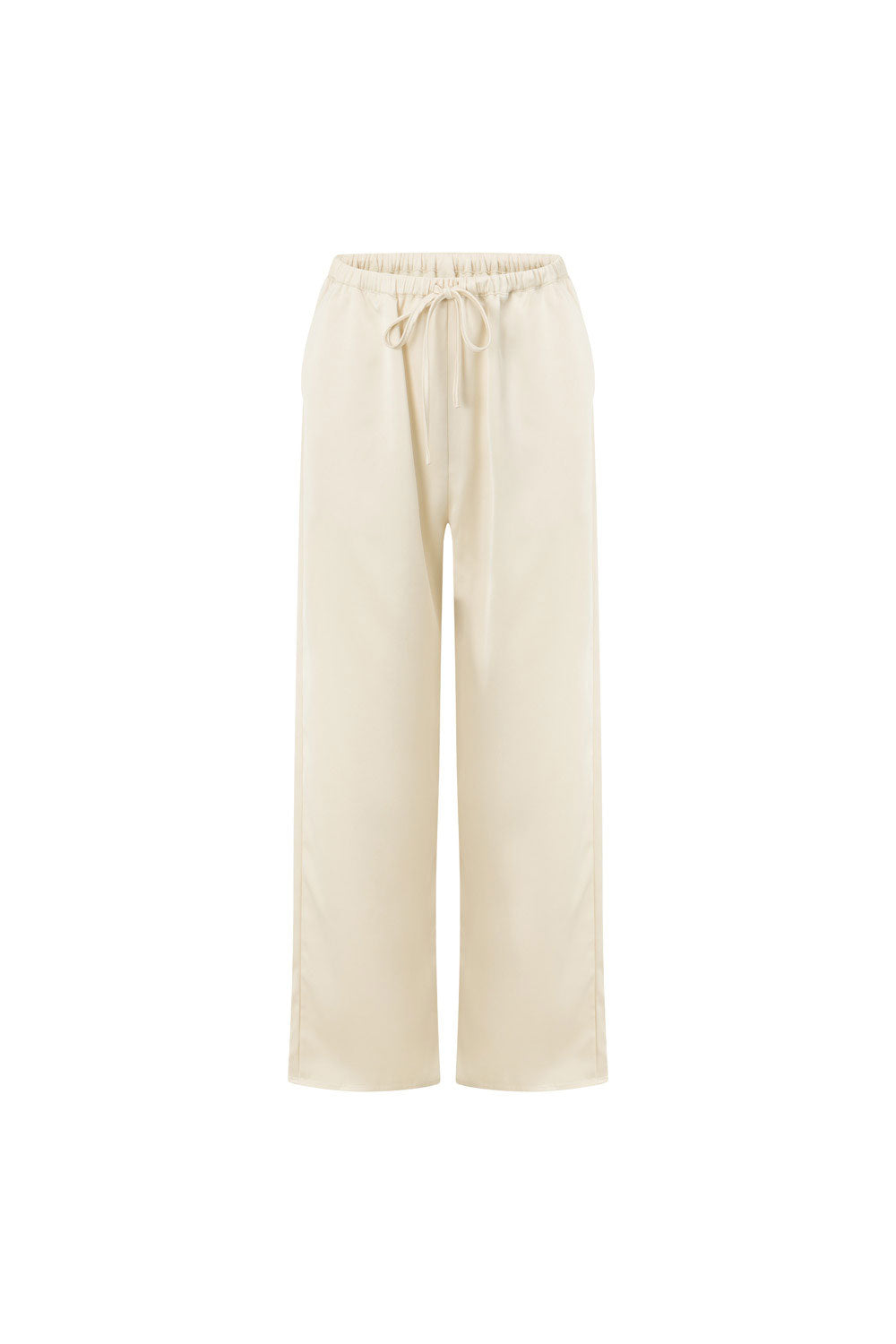 Beige Elastic Drawstring Pocket Juliette Pants