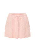 Blush Pink Wave Knit Drawstring Mini Leah Skirt