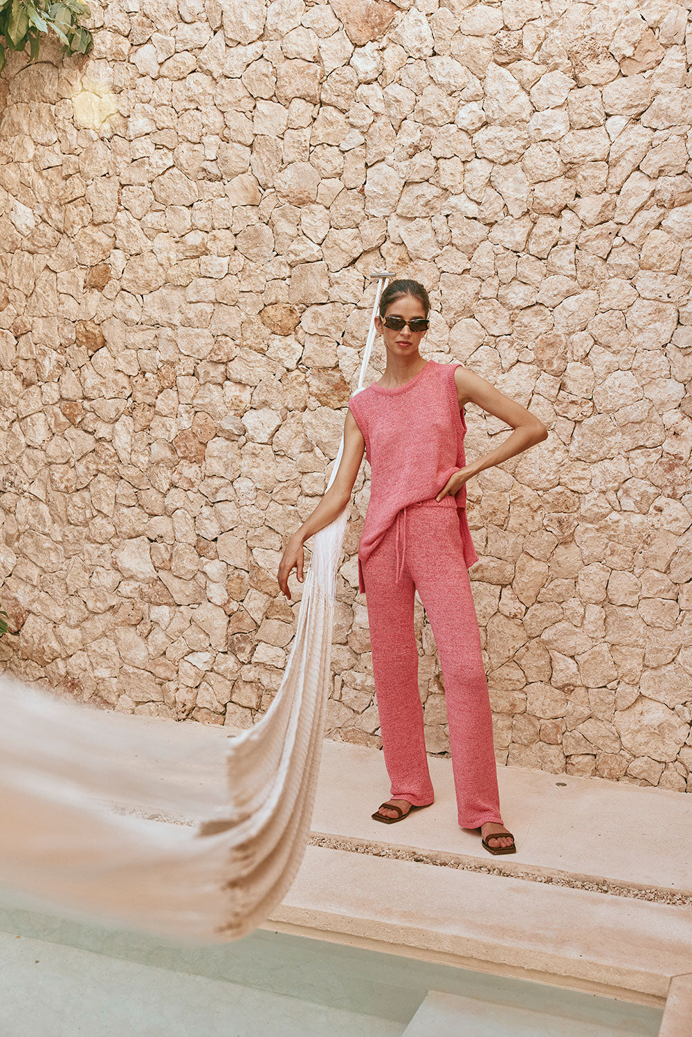 Louka Elasticated Tie Pants - Pink