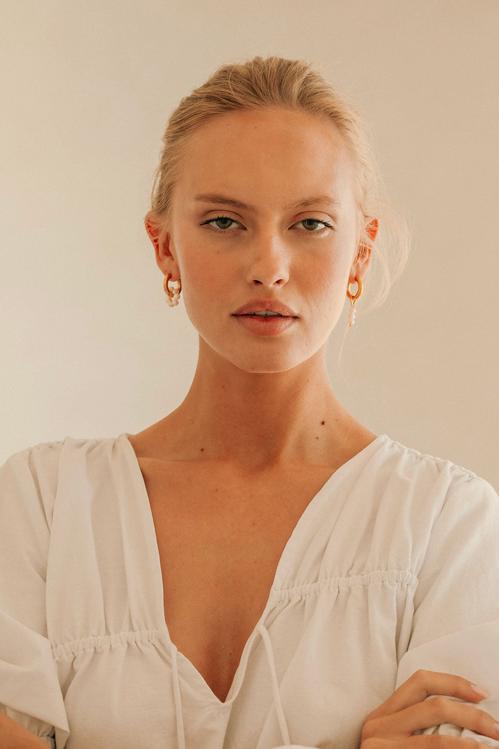 Leia Pearl Huggie Earrings