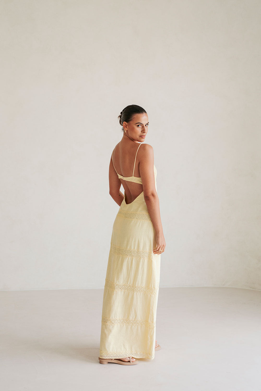 Yellow Cotton Strappy Maxi Vida Dress
