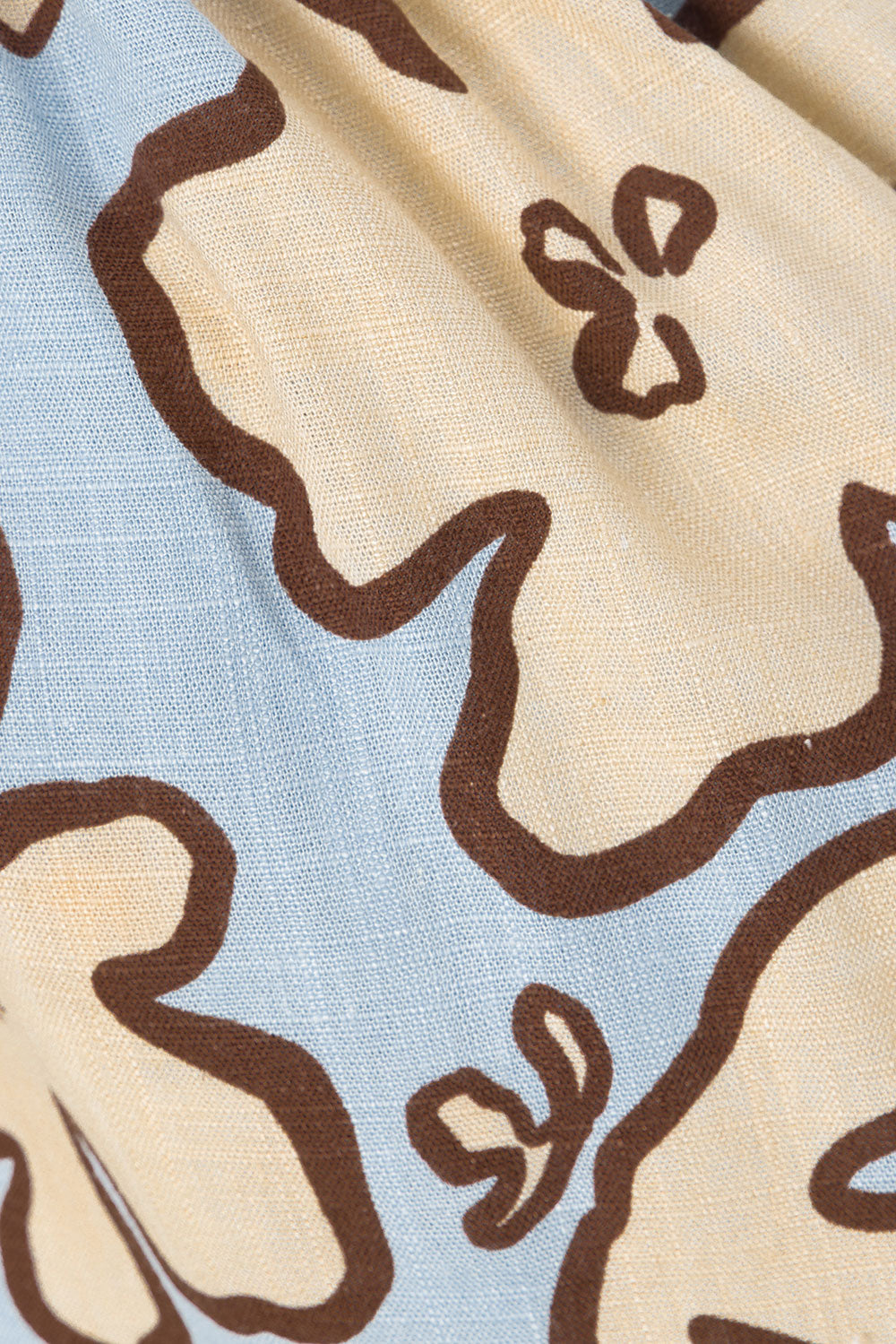 Blue Outline Floral Print Drawstring Thessy Shorts