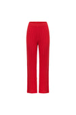 Red Cotton Knit High Waist Athena Pants