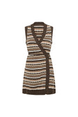 Brown And Cream Stripe Wrap Mini Abyss Dress