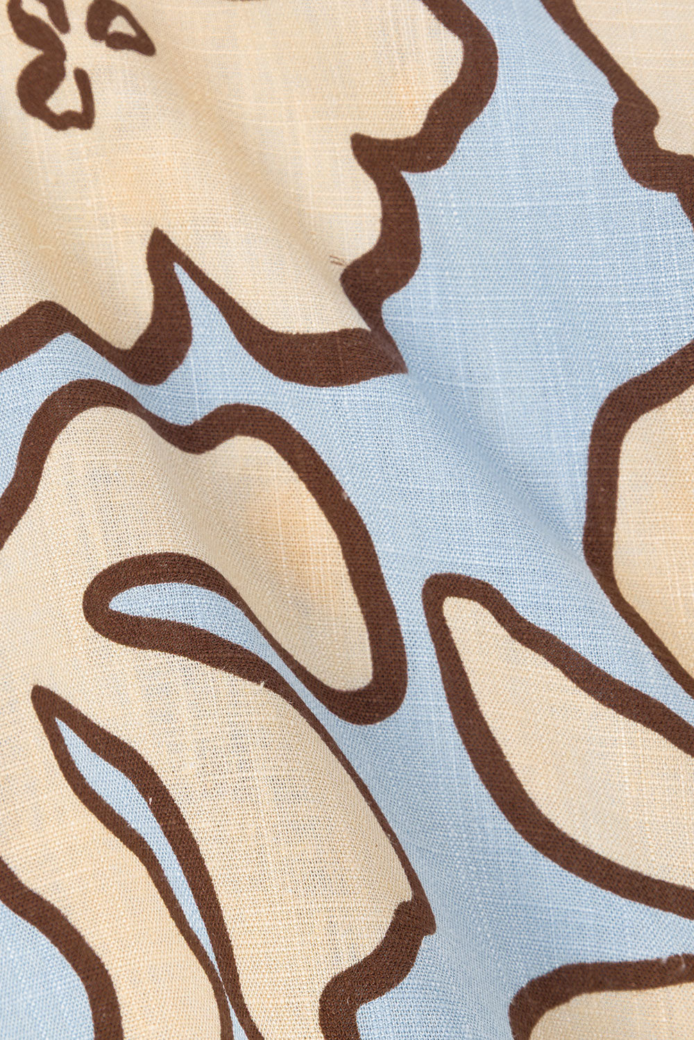 Blue Outline Floral Short sleeve Button Up Thessy Top