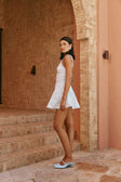 Blue Starfish Broderie Wide Strap Flounce Mini Divino Dress