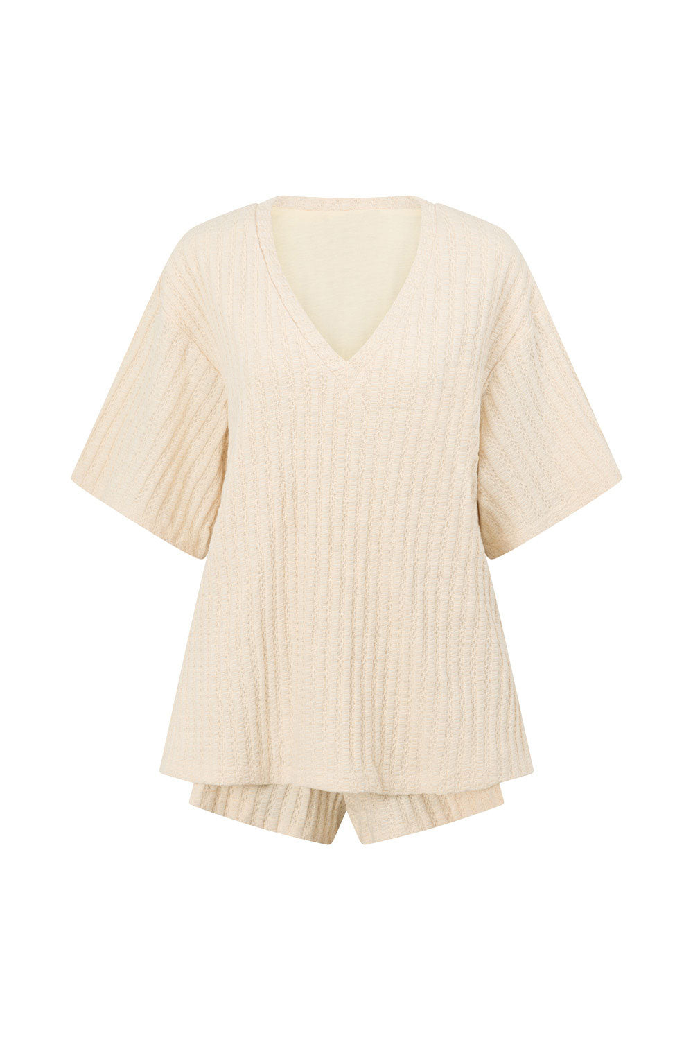 Cream Short Sleeve V Neck Kourtney Playsuit