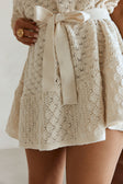 Cream Pointelle Knit Waist Tie Mini Demi Dress