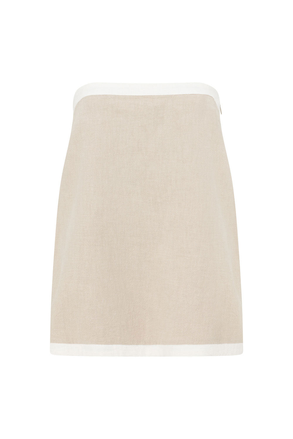 Beige Linen Blend Strapless Berdie Top