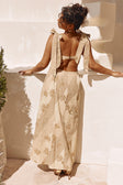 Maivie Tropical Cutout Tie Maxi Dress - Brown, Green Tawny Bloom Print
