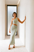 Sage Green One Shoulder Midi Azaria Dress