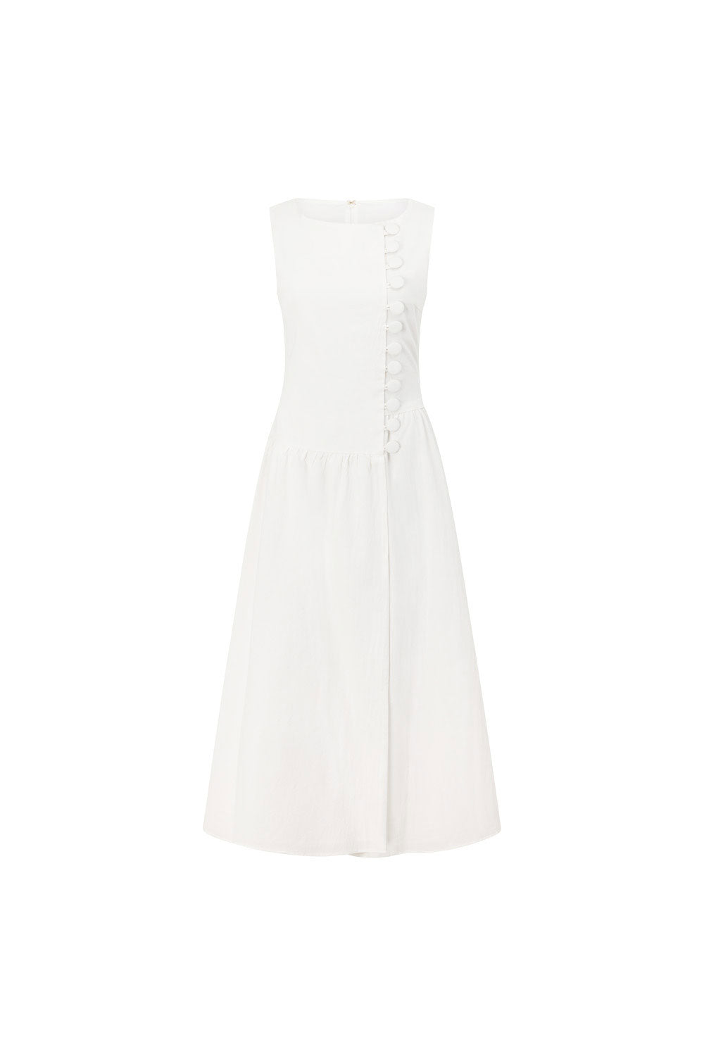 White Button Split Maxi Odessa Dress