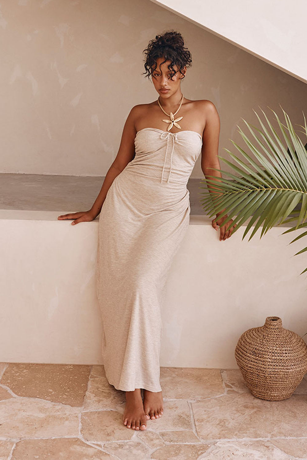 Beige Backless Halter Neck Naisha Dress – SABO