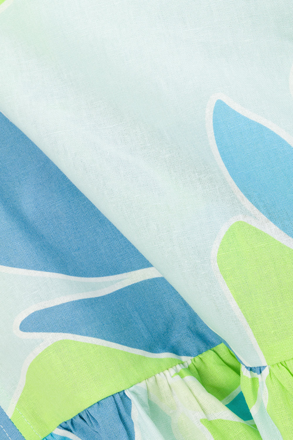 Tenaya Puff Sleeve Button Up Mini Dress - Magnolia Print, Blue, Green, White