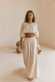 Beige Ruched A Line Maxi Astra Skirt
