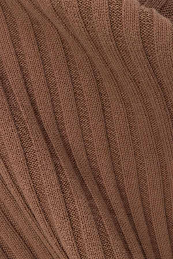 Chocolate Brown Ribbed Knit Jali Top