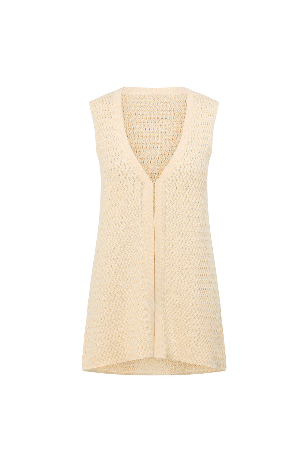 Cream Zig Zag Knit V Neck Mabel Vest Top