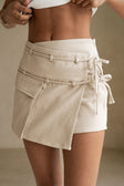 Beige Tie Mini Luna Skirt