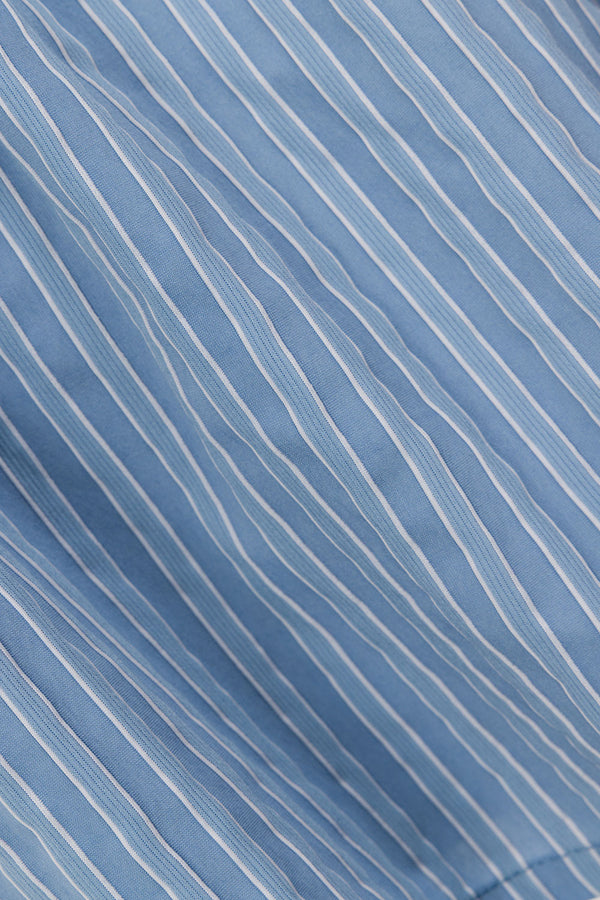 Blue Stripe Elastic Drawstring Hailey Shorts