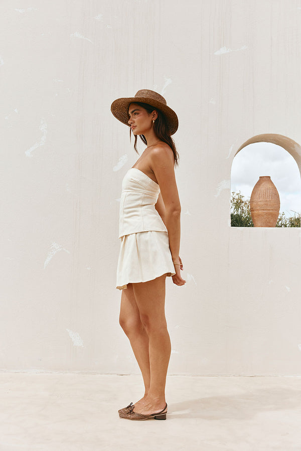 Cream Strapless Panelled Zhara Top