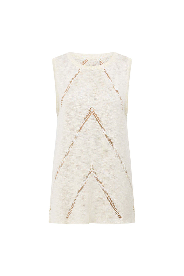 Cream Knit Boxy Ladder Pannel Josiah Top