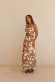 Orange Barrosa Print Slit Maxi Tahaa Skirt