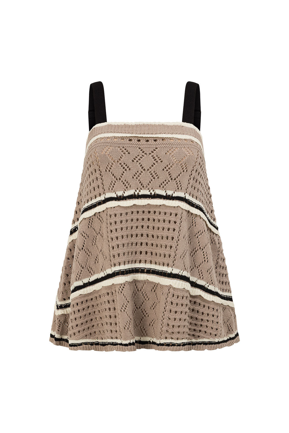 Brown Crochet Knit Cami Eleza Top – SABO