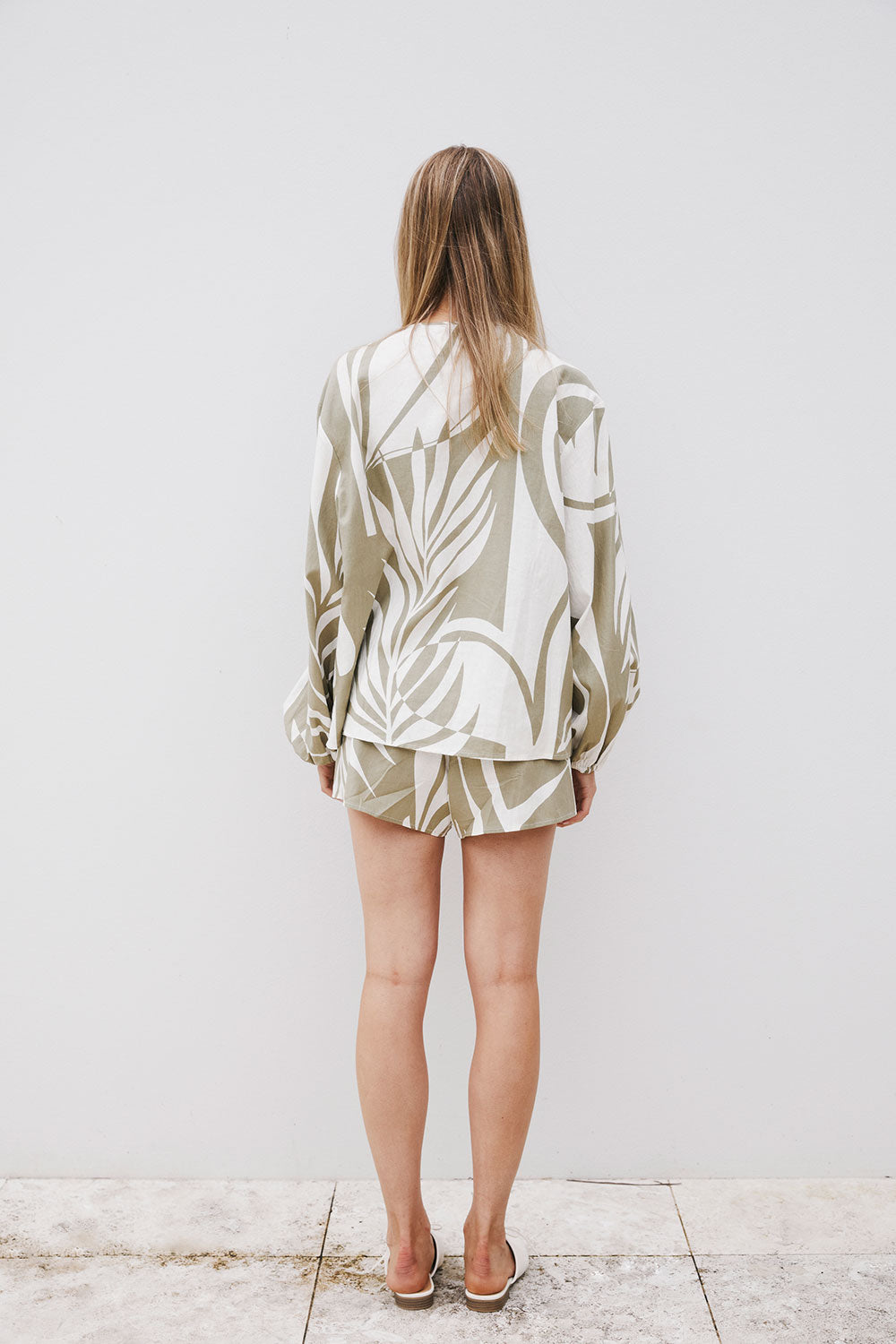 Palm Green Long Sleeve Front Tie Berkley Dress