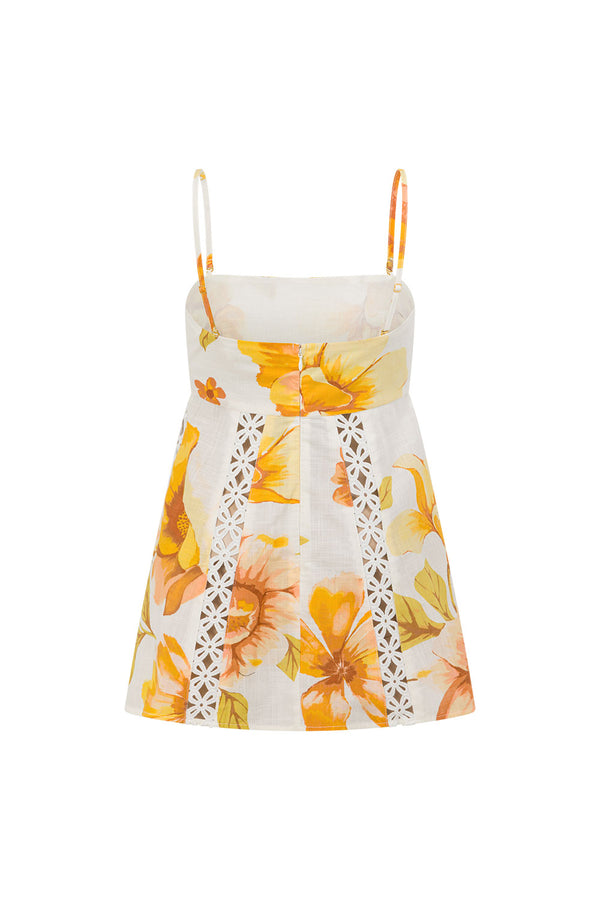 White Agalia Floral Print Strappy A Line Lorde Top