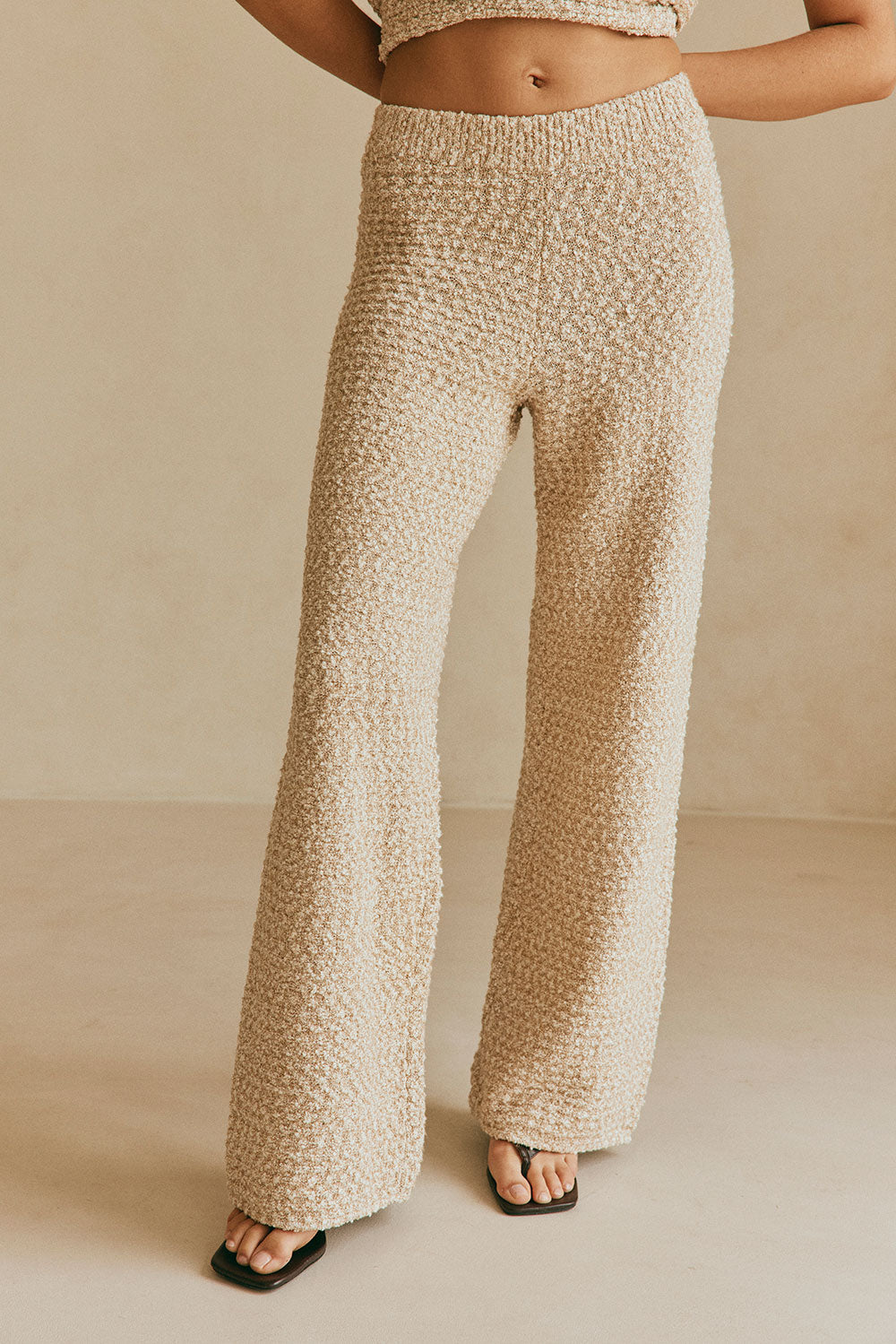 Tan Knit High Waist Soha Pants