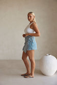 Blue Denim Tie Wrap Mini Luna Skirt