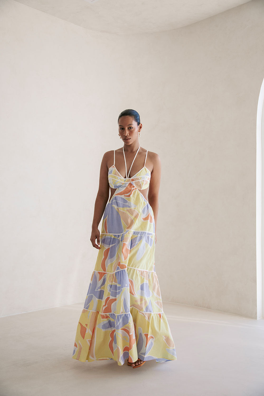 Montana Cutout Maxi Dress - Elia Purple Yellow Orange