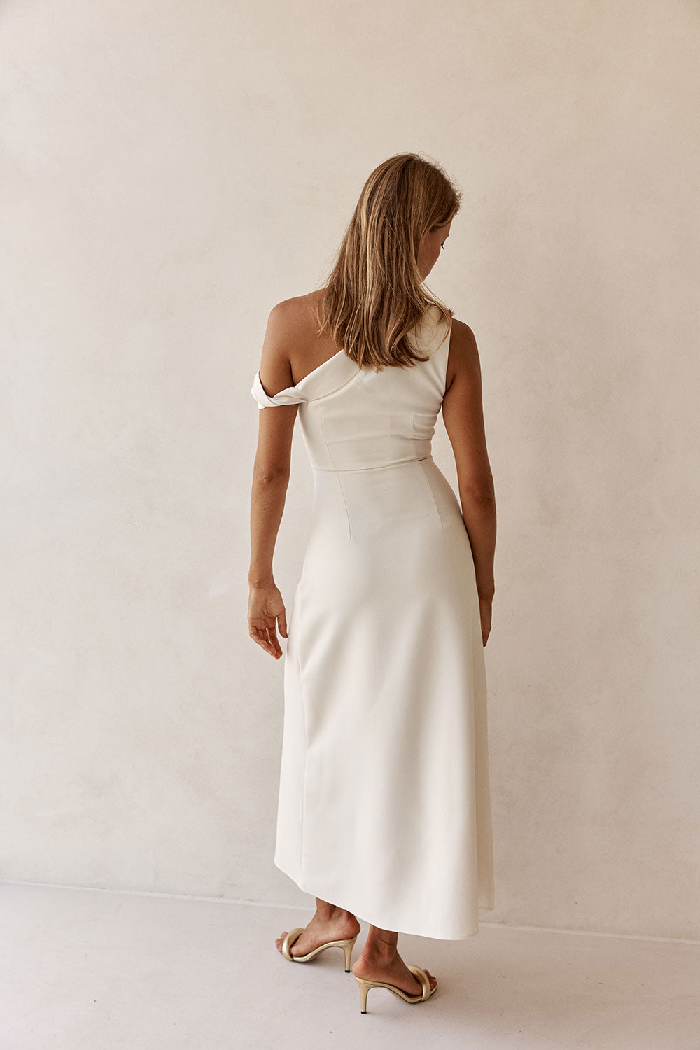 Bridal Cream One Shoulder Maxi Indy Dress