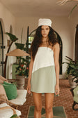 Green and White Two-Tone Strapless Mini Addison Dress