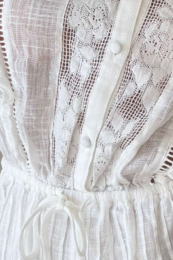 White Puff Sleeve Ruffle Alvaro Playsuit 