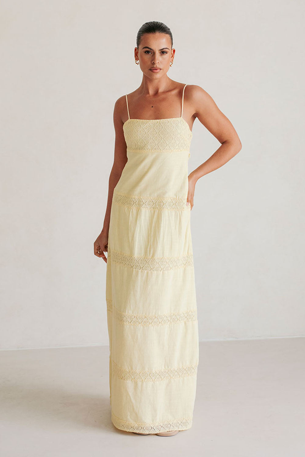 Yellow Cotton Strappy Maxi Vida Dress SABO Yellow Cotton Strappy Maxi Vida Dress SABO