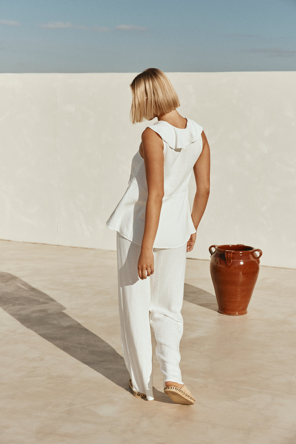 White Cotton Front Tie Saskia Top