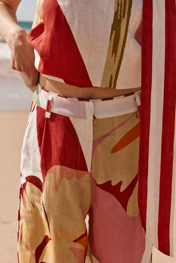 Red Estivo Abstract Print Pocket Trouser Pants