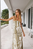Palm Green Strapless Panel Maxi Kya Dress
