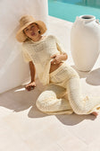 Butter Yellow Pointelle Knit High Waist Elois Pants