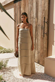 Khaki Green Panel Maxi Daleyza Dress