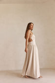 Beige Silky Halter Maxi Rani Dress