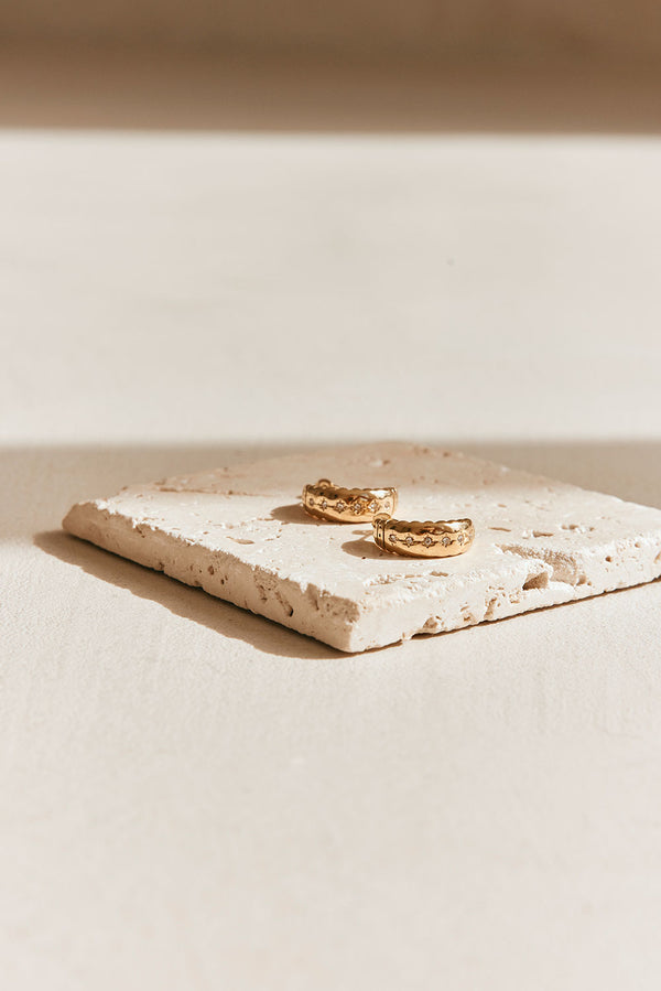 18K Gold Plated Hoop Gemstone Detail Vienna Earrings