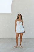 Cream Ribbed Drawstring Indigo Top