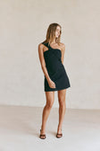 Black One Shoulder Cutout Mini Knot Dimmi Dress