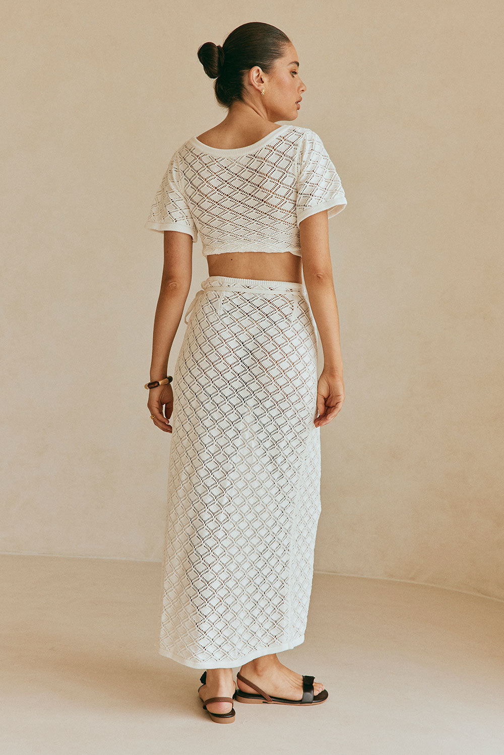 White Knit Wrap Split Midi Karlia Skirt