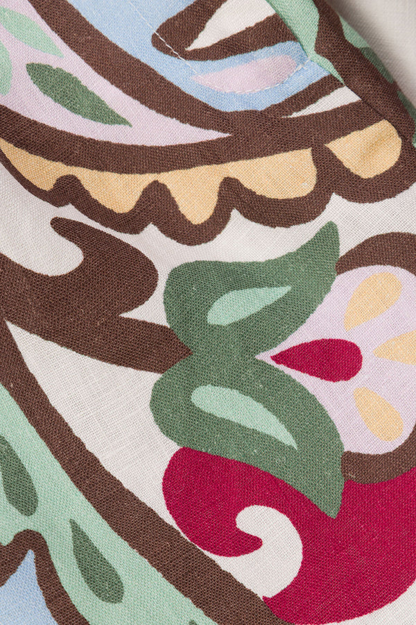 Blue Floral Paradesios Print Belt Cassia Shorts