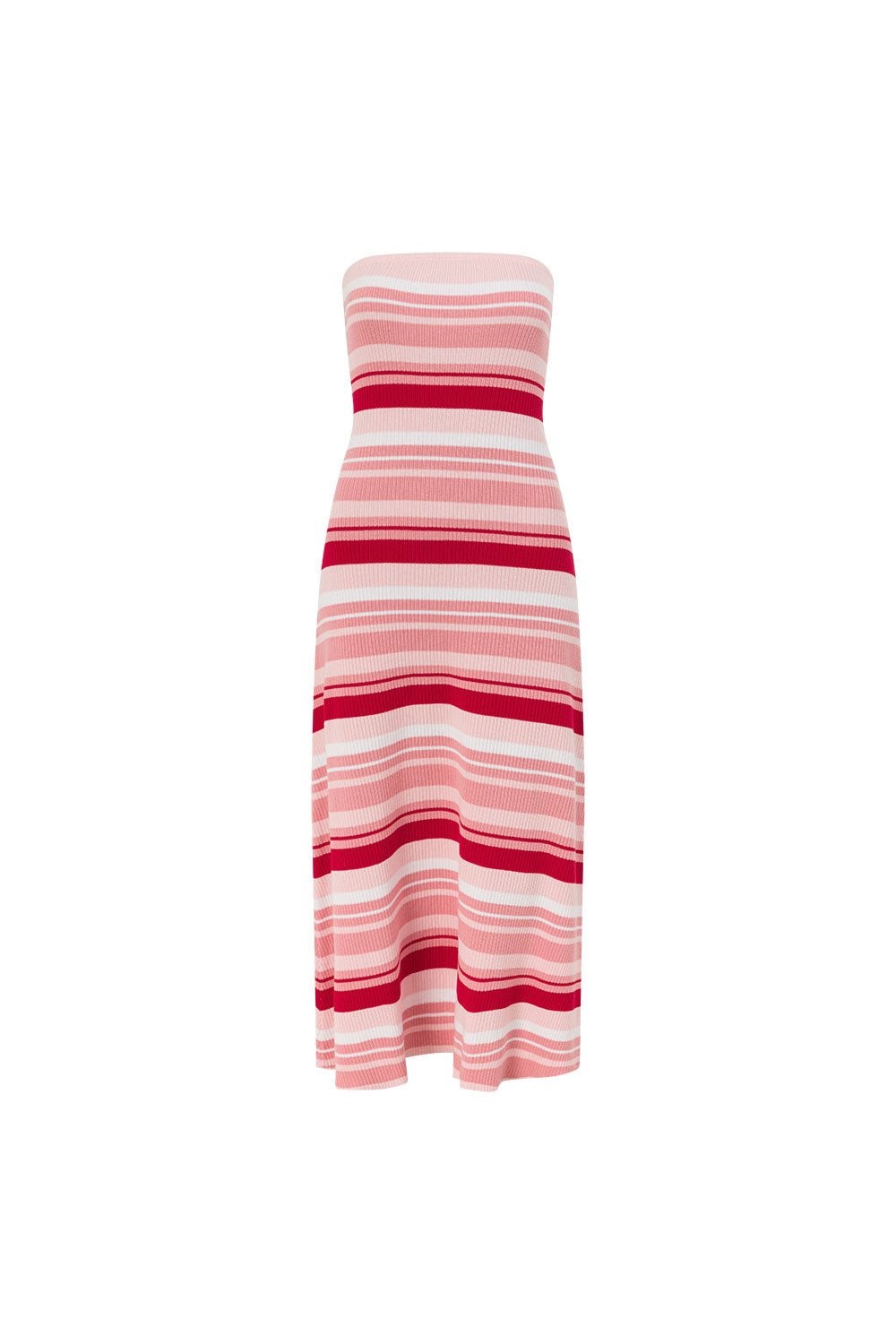 Prink Stripe Ribbed Strapless Maxi Anya Dress