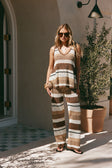 Tan Brown and Cream Stripe Knit Lana Pants