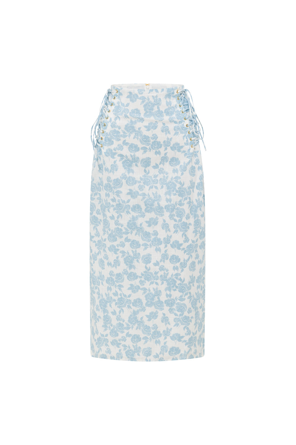 Didi Lace Up Midi Skirt - Blue